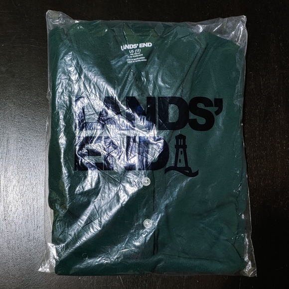 Lands End Girls Polo Dress Short Sleeves with pleated skirt Dark Green size L 12 - Picture 6 of 7